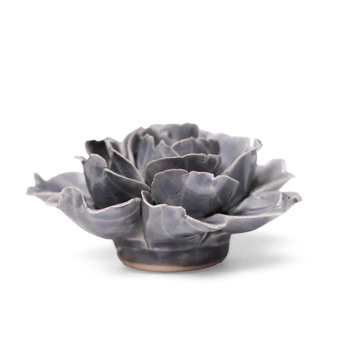 Rose Ceramic Flower – Chive – Grey – 3.75″ x 1.75″